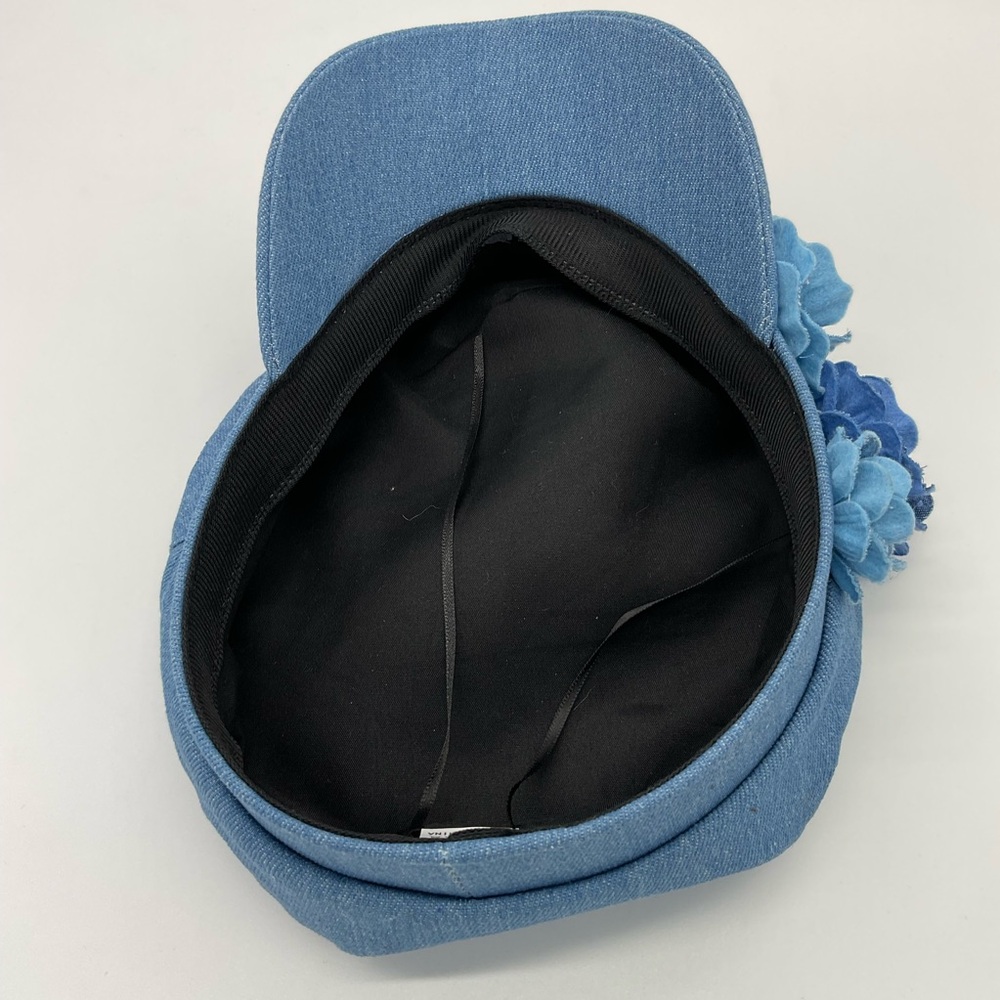 NWOT Blue Denim Cap with Floral Accents - Picture 6 of 6